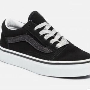 Vans Old Skool kids black glitter side strip